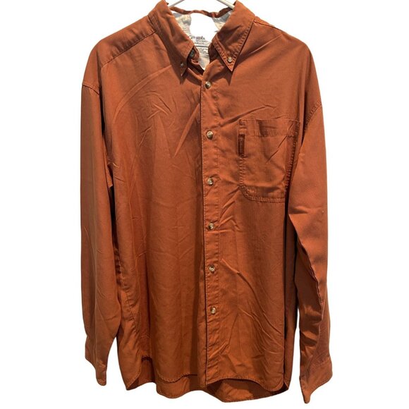 Columbia Sportswear Long Sleeve Shirt Large, Orange‎ Button Down Collar - Picture 1 of 4